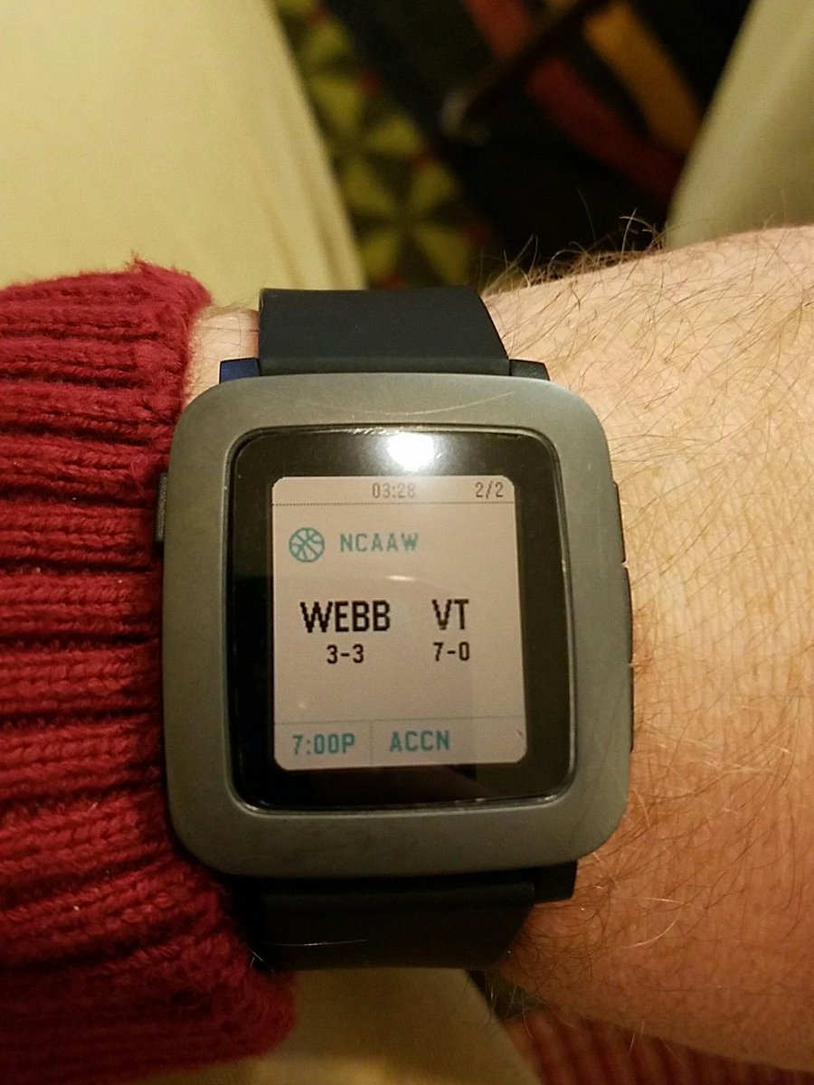 CoryB_VT's tweet photo. #PebbleRocks because I can keep up with my favorite teams at a glance with @Pebble Sports. https://t.co/mDhfBZtxrU