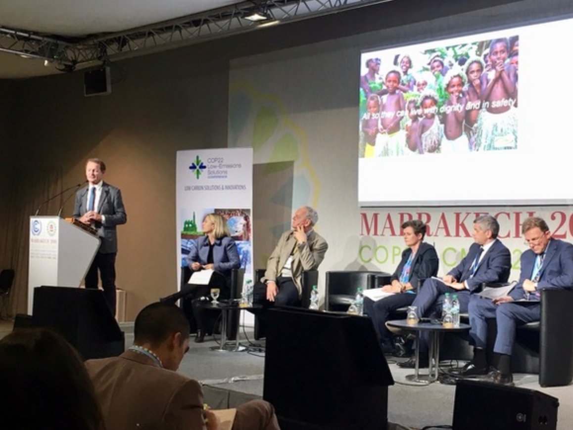 Nev_House's tweet photo. Nev House recently delivered a powerful key note speech at COP22 Climate Change conference in Marrakech. Turning plastic waste into homes. https://t.co/B0bEoizMaR