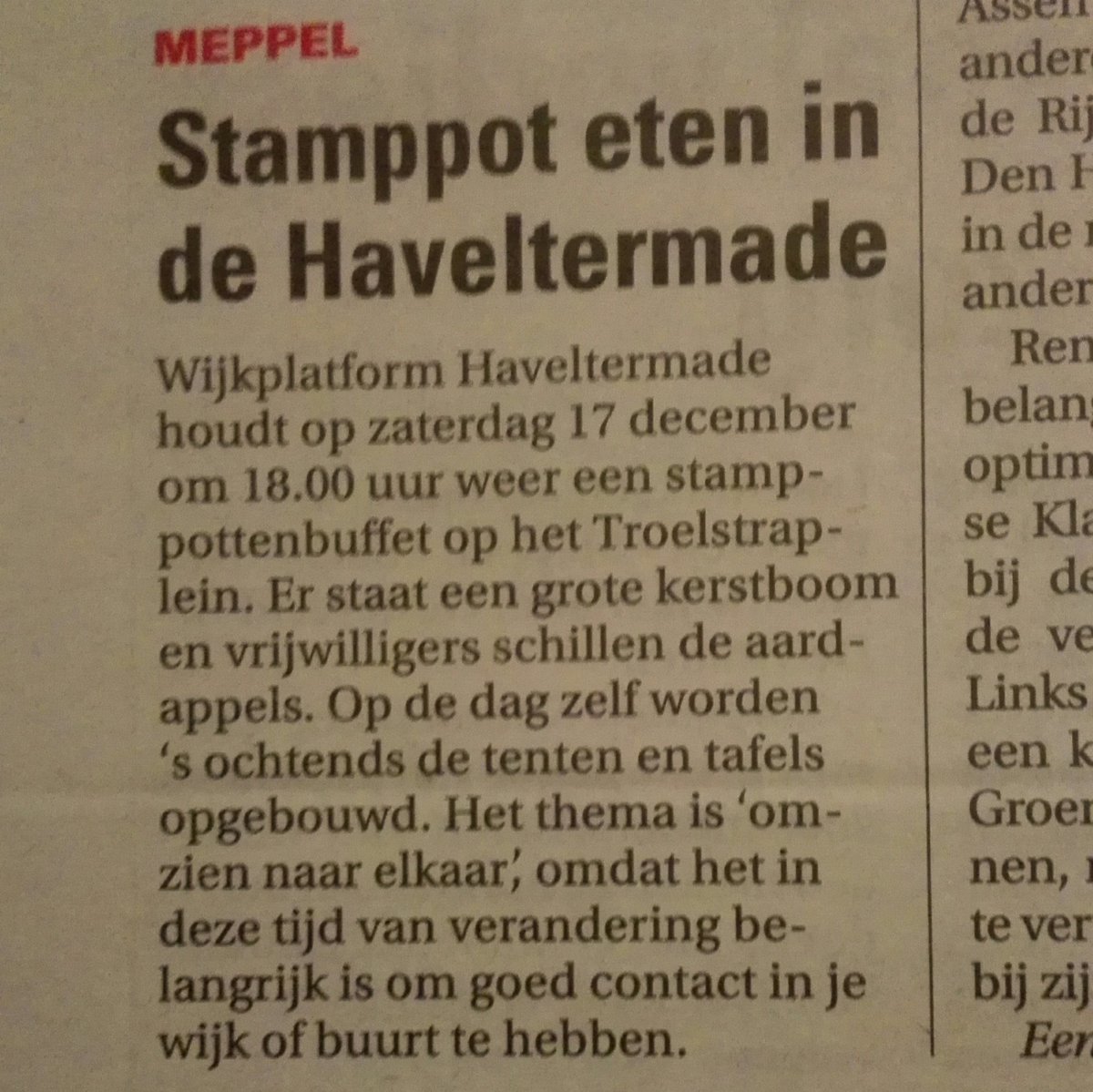 Trots op het wijkplatform #Haveltermade. Dit is 'omzien naar elkaar' in de praktijk. Alle mensen uit de wijk zijn welkom!