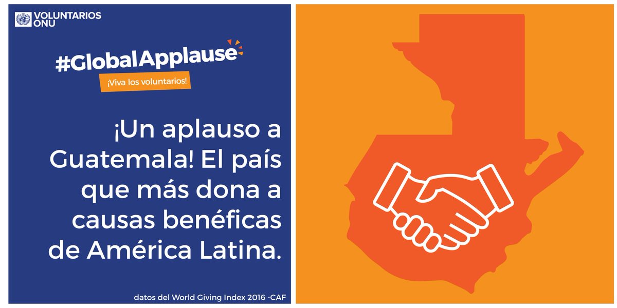 VNUGuatemala's tweet photo. ¡Celebremos a Guatemaltecos y Guatemaltecas que donan su tiempo y habilidades para ayudar al desarrollo y la paz! #GlobalApplause #DIV16 https://t.co/umzEUD4e17