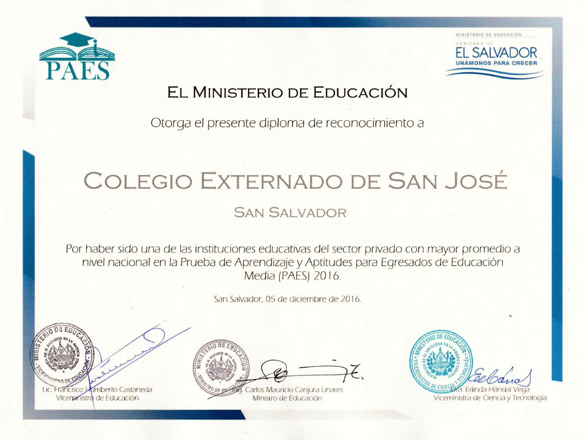 externado_sj's tweet photo. Diploma de reconocimiento por ser uno de los mejores promedios institucionales en la PAES a nivel nacional (8.39). https://t.co/TEEhSD0bKZ