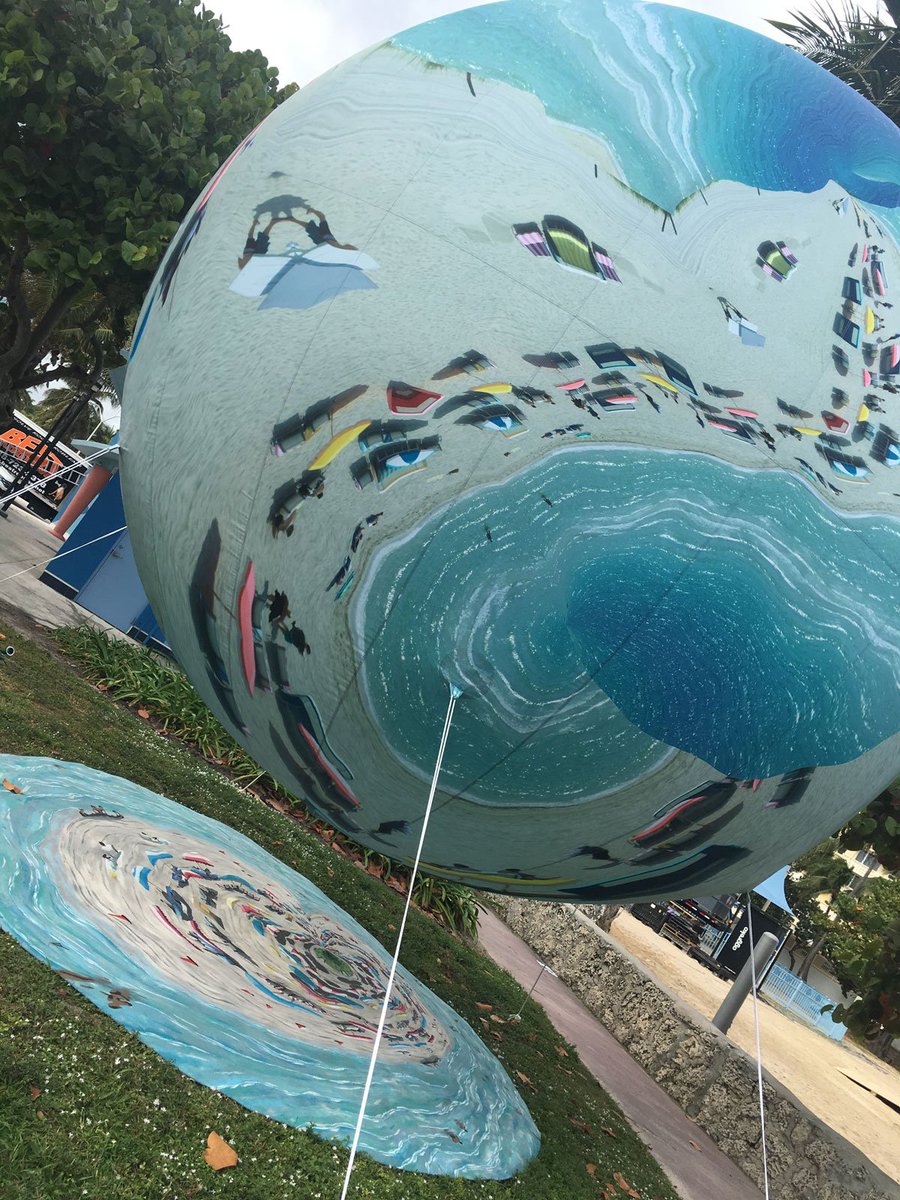 InteriorDesign's tweet photo. .@AnneSpalter’s AR install #MiamiMarbles outside @PULSEArtFair, printed with footage of Miami Beach. https://t.co/T8Hz2THGmD