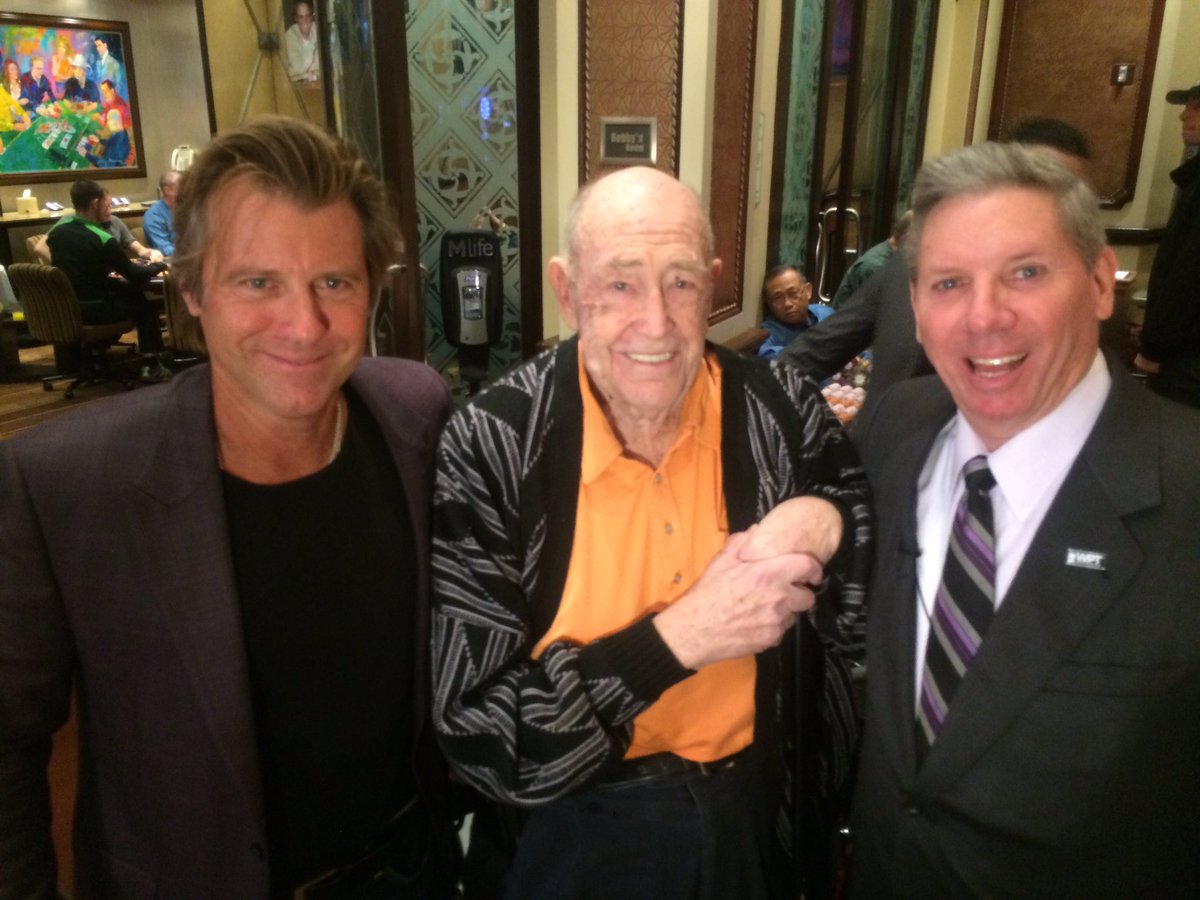 VinceVanP_WPT's tweet photo. We are kicking off day one at Bellagio @WPT hanging with Doyle Brunson and Mike Sexton! Great tourney come on out! https://t.co/3X21y8KsdC