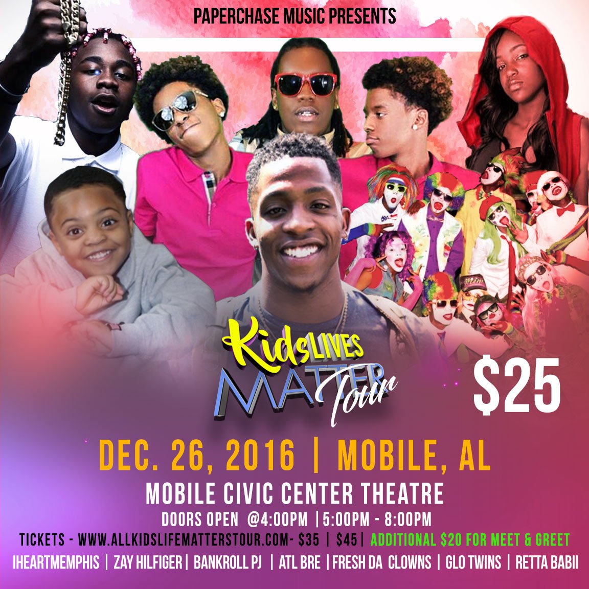 MobileCivicCtr's tweet photo. Don't miss @KidsLifeMatters on December 26! #IHeartMemphis #BankrollPJ #ATLBre #ZayHilfiger #GloTwins & more! TIX: https://t.co/Yk2crQsrRp https://t.co/Zqf5dxFwYi