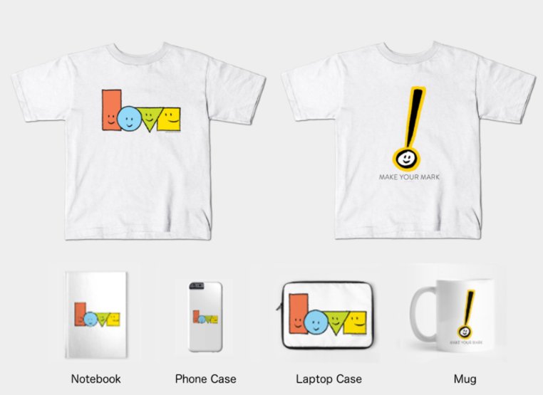 2 new shirts! Art by @tlichtenheld from our books FRIENDSHAPE &amp; EXCLAMATION MARK (all proceeds to children literacy) bit.ly/1MVBjL7