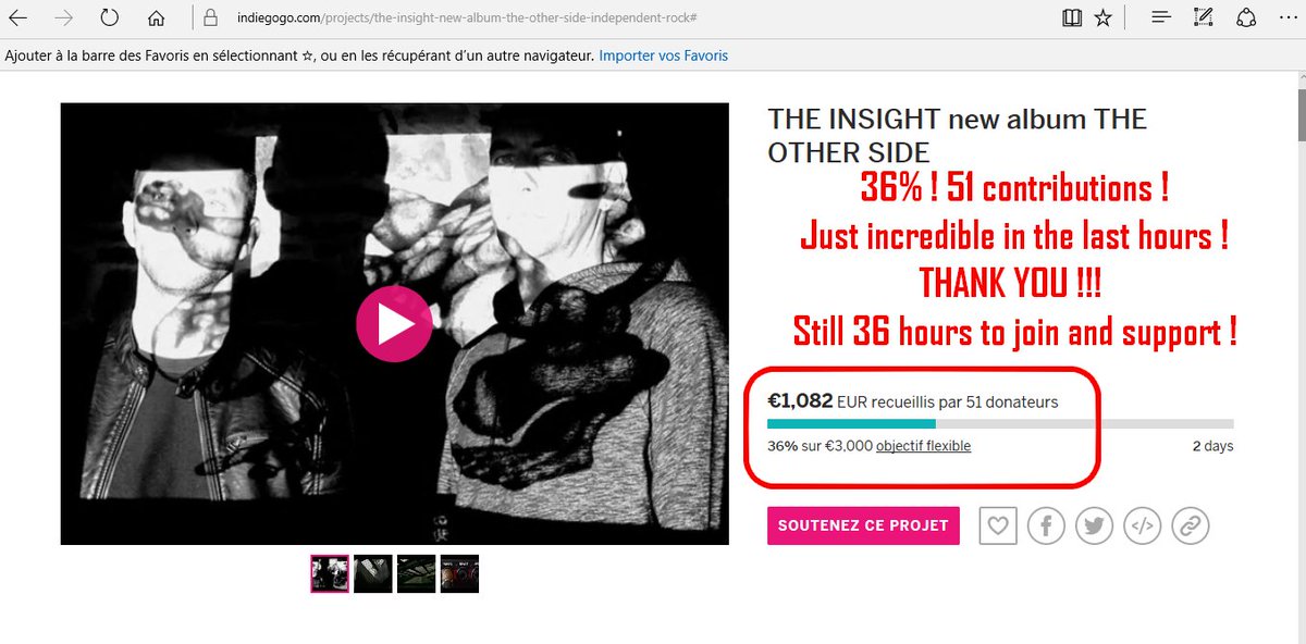 Theinsight_off's tweet photo. Here we go ! #MakeItHappen for the very last hours of our project ! WE NEED you all to keep #indierock still alive ! https://t.co/4tkwZs95XH https://t.co/YrtLx6V3X3