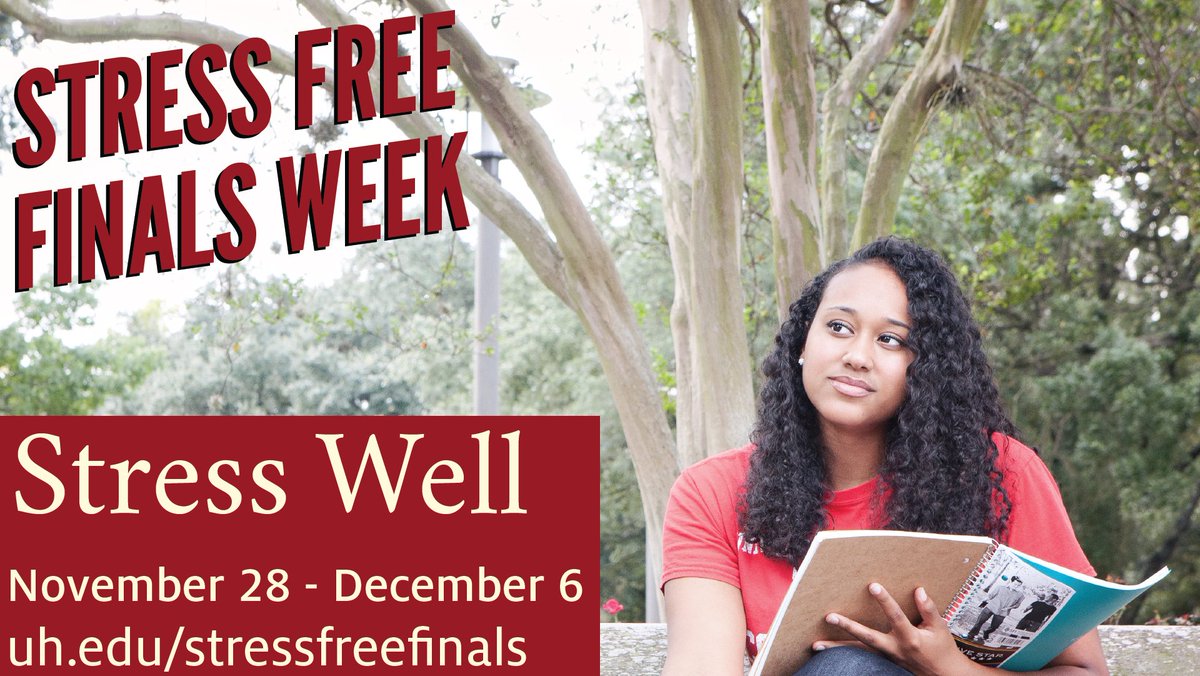 UHStudentCenter's tweet photo. Take a look at the stress free finals website for info on all the events happening this week! https://t.co/5NeKIrvDDD