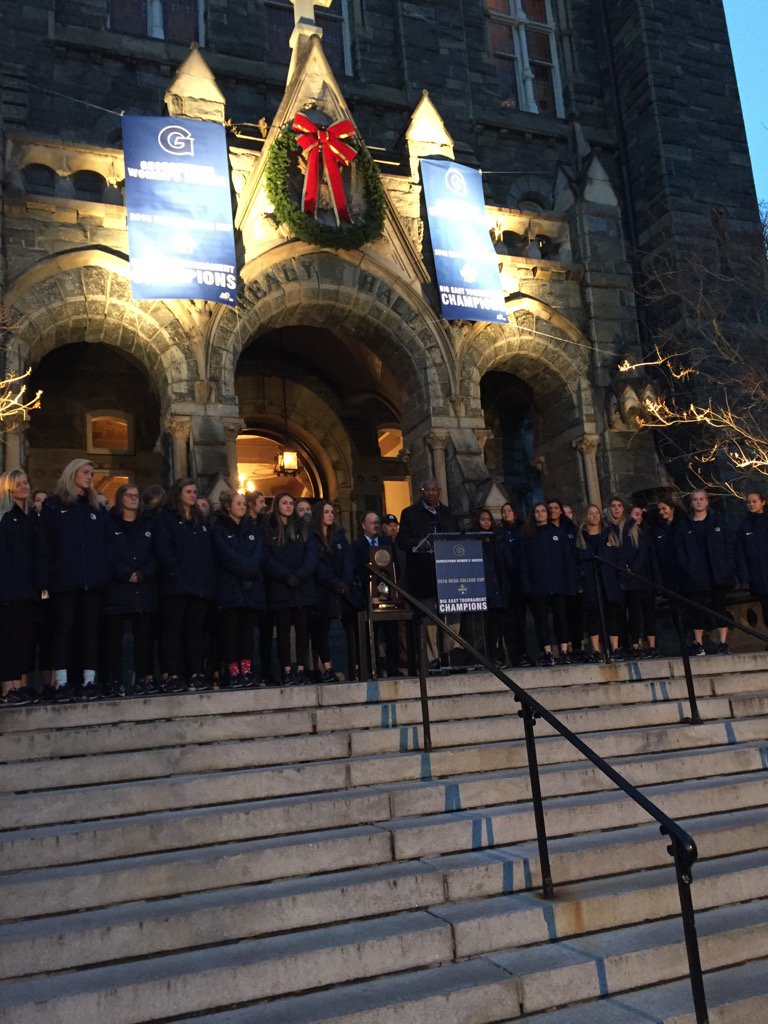 At the Welcome Home Reception at Healy Circle to recognize the best season in program history. #28