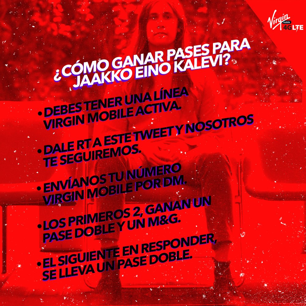 Síguenos, dale RT y pásanos tu número Virgin Mobile por DM. Los primeros 5 se van a ver a <a href="/JaakkoEino/">Jaakko Eino Kalevi</a> en el <a href="/ForoIndierocks/">Foro Indie Rocks!</a>