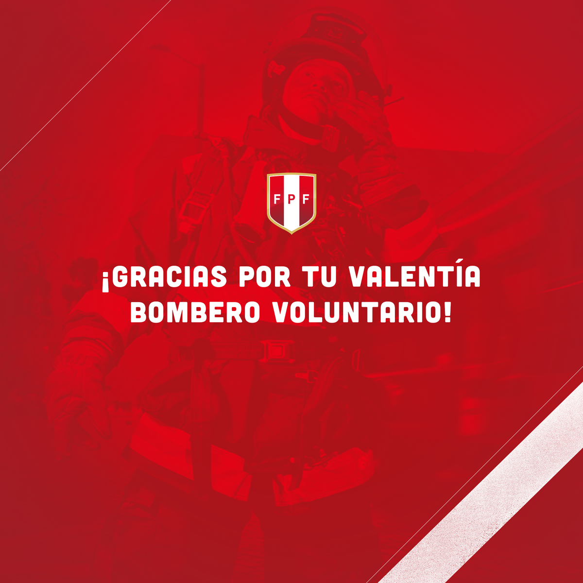 TuFPF's tweet photo. Es un golazo de media cancha el que ustedes nos cuiden siempre. ¡Feliz día, bombero voluntario del Perú! ❤ https://t.co/qUjJGUTqwy