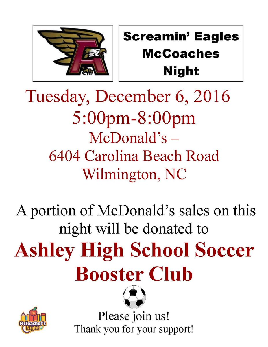 AHSBoosterClub1's tweet photo. Come on out and support our AHS Screamin' Eagles Soccer Teams as the coaches work the drive thru and serve up food to raise money! https://t.co/E6L0X4CeBK