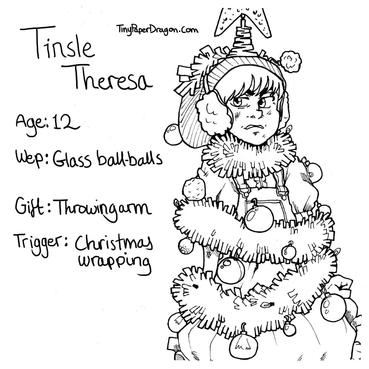 LeahPanigada's tweet photo. #tinsle #tree #christmastree #christmasdecor #bully #orphan #characterdesign #gamedesign #throwingarm #day5 https://t.co/ogWjhzd83Q
