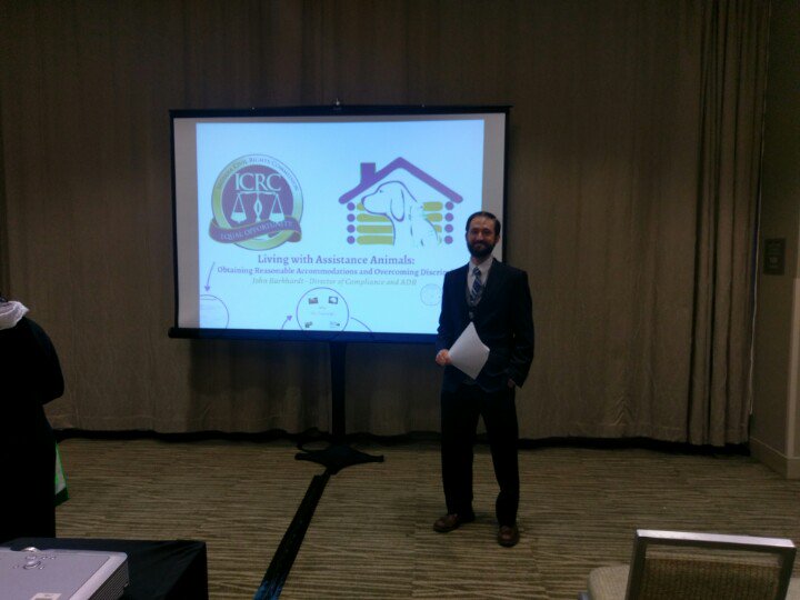 INCivilRights's tweet photo. ICRC's John Burkhardt discussing fair housing laws and assistance animals. #gcpd2016 https://t.co/hTtXRUeaB1