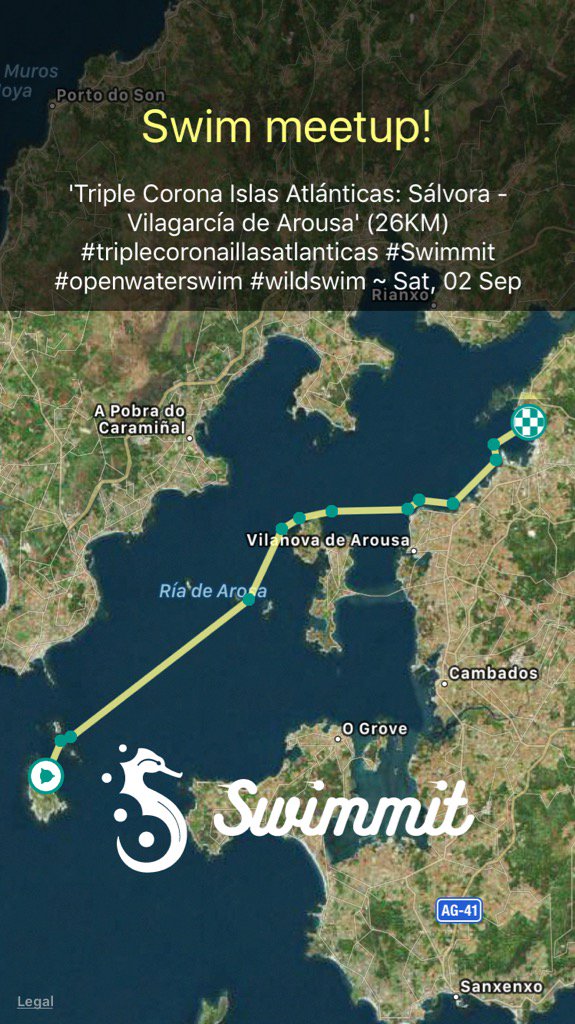 swimmitapp's tweet photo. 'Triple Corona Islas Atlánticas: Sálvora - Vilagarcía de Arousa' 28KM #Swimmit ~ Sat, 02 Sep https://t.co/FDgpKrcghY https://t.co/GHOpVNuf07