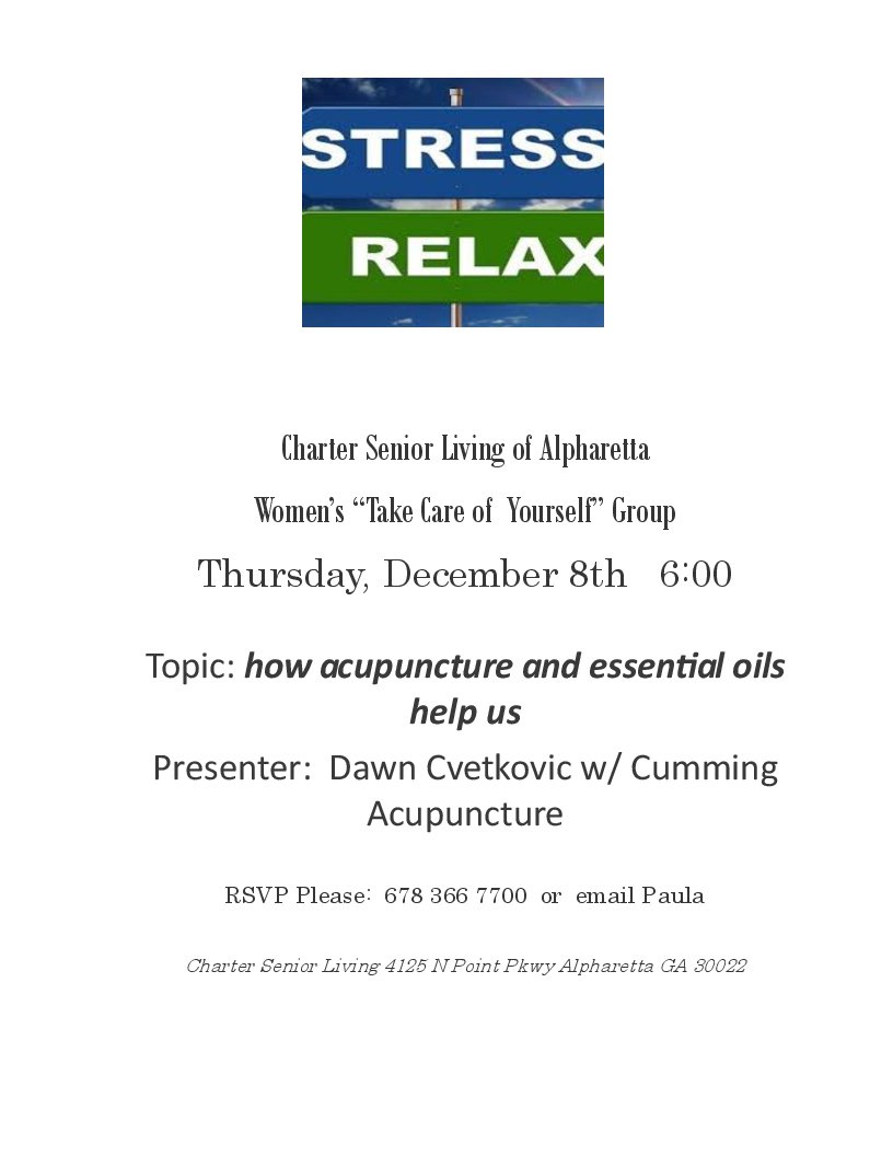 CSLalpharetta's tweet photo. Join Charter Senior Living of Alpharetta for a Take Care of yourself event on December 8th at 6pm! https://t.co/85P1ECQgAr