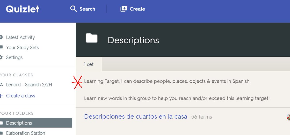 alenord's tweet photo. Another update to my Quizlet Account: Quizlet "Can Do's" or Learning Targets. Organizing folders by "can do" statements #langchat https://t.co/eeQTKpDpHI