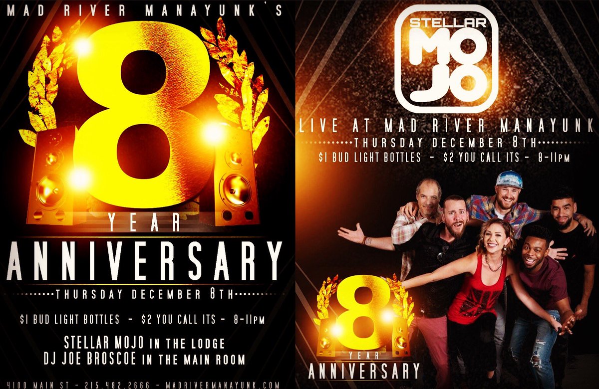 Thursday night!! <a href="/MadRiverYunk/">Mad River Manayunk</a> 1OPM #8yranniversary
