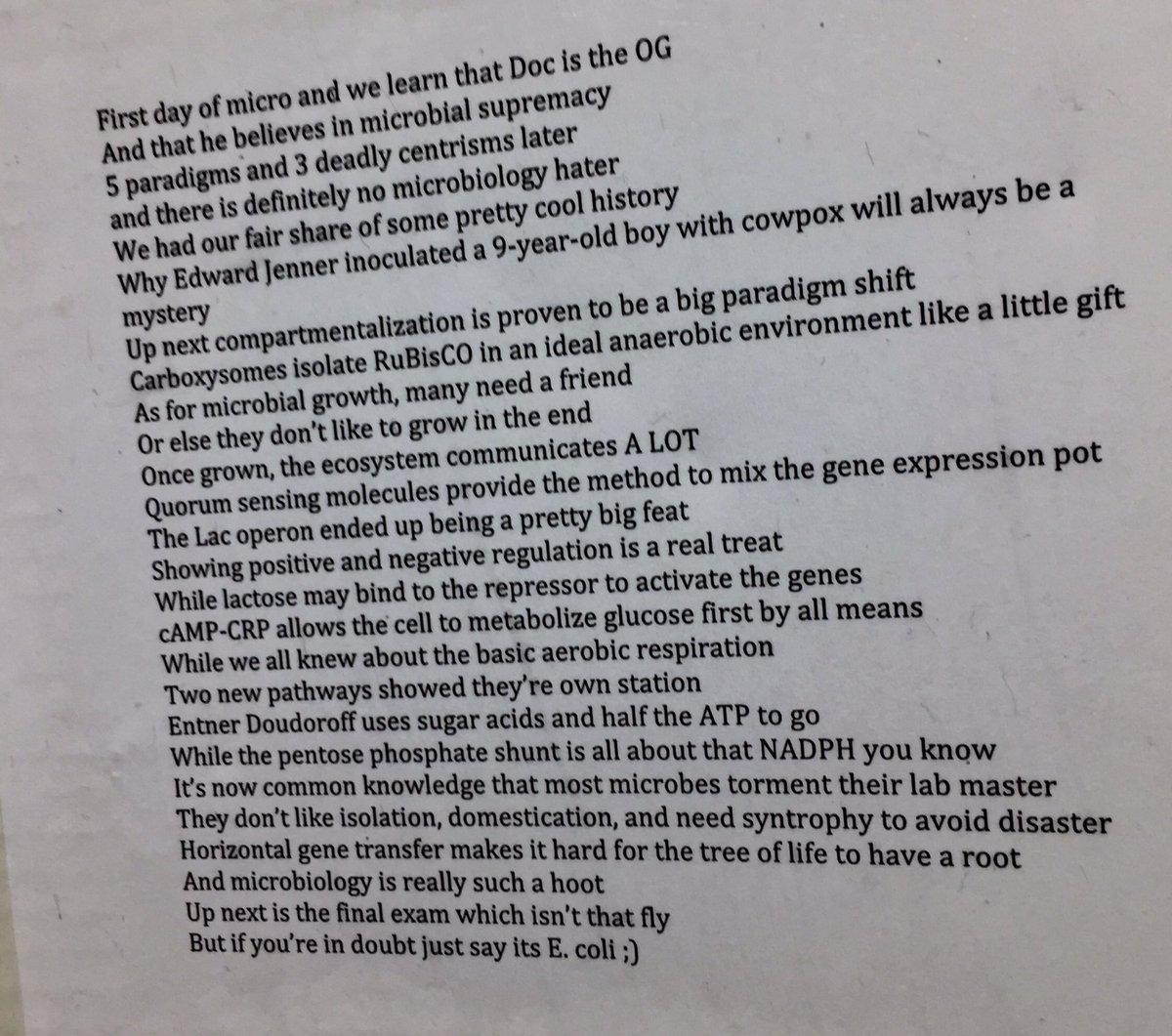 markowenmartin's tweet photo. I enjoy these #CreativeExtraCredit projects from my #Bio350 micronauts. A bonus poem about the course! @univpugetsound https://t.co/p64fQsVDpQ