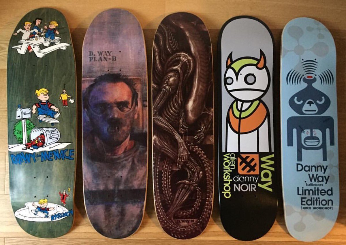 PlanBofficial's tweet photo. .@78tilinfinity has quite the @dannyway collection. #25YearsOfPlanB #planbskateboarding #dannyway https://t.co/DCMNLtI8hw