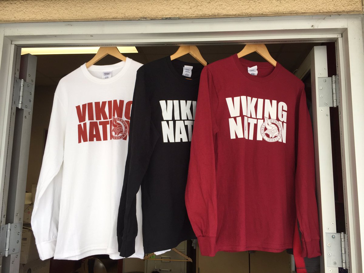 VikingNationDHS's tweet photo. Long sleeve Viking Nation shirts are here, just in time for winter sports!! Only $10 at the bookkeeper's window💪🏽#vikingpride ❤️💛 https://t.co/PGHsjVzSXJ