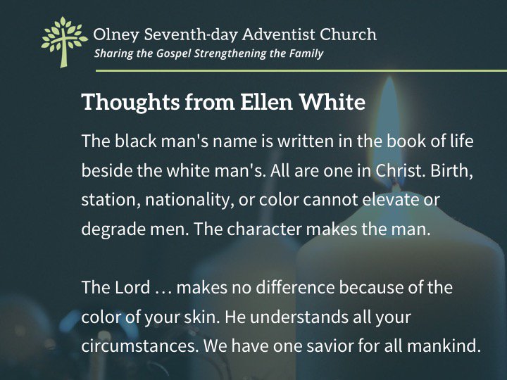 OlneySDA's tweet photo. #mondaymotivation #sermon Pr. Tom #SDA Peter's story in Acts 10 shows this is not a world of #race or nationality @E_G_WHITE https://t.co/W8fTfVVwl5