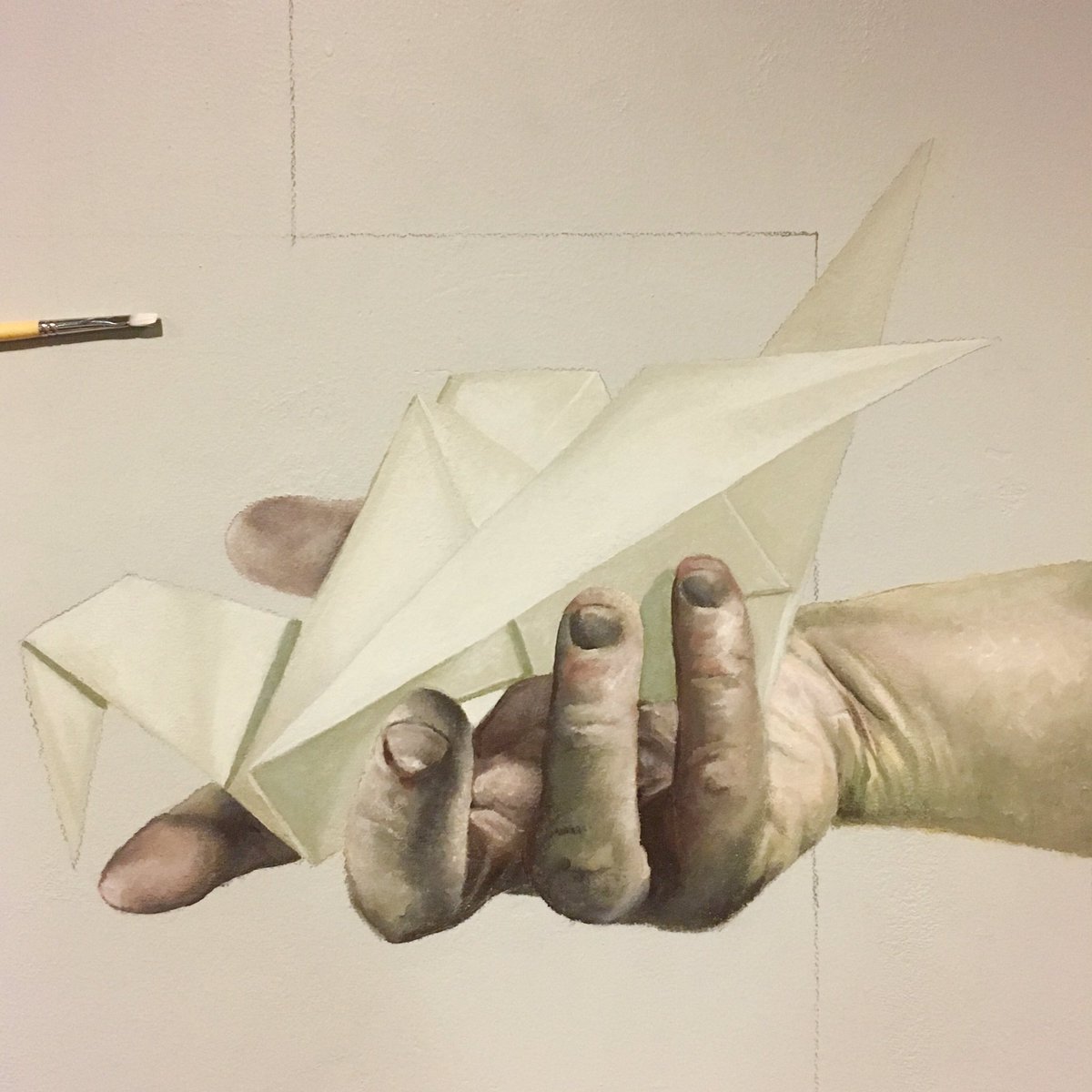 Inspired by <a href="/ChambersFineArt/">Cedric Chambers</a> recent body of origami paintings. Detail of a wall for the Curtis Hotel #rockpaperscissors