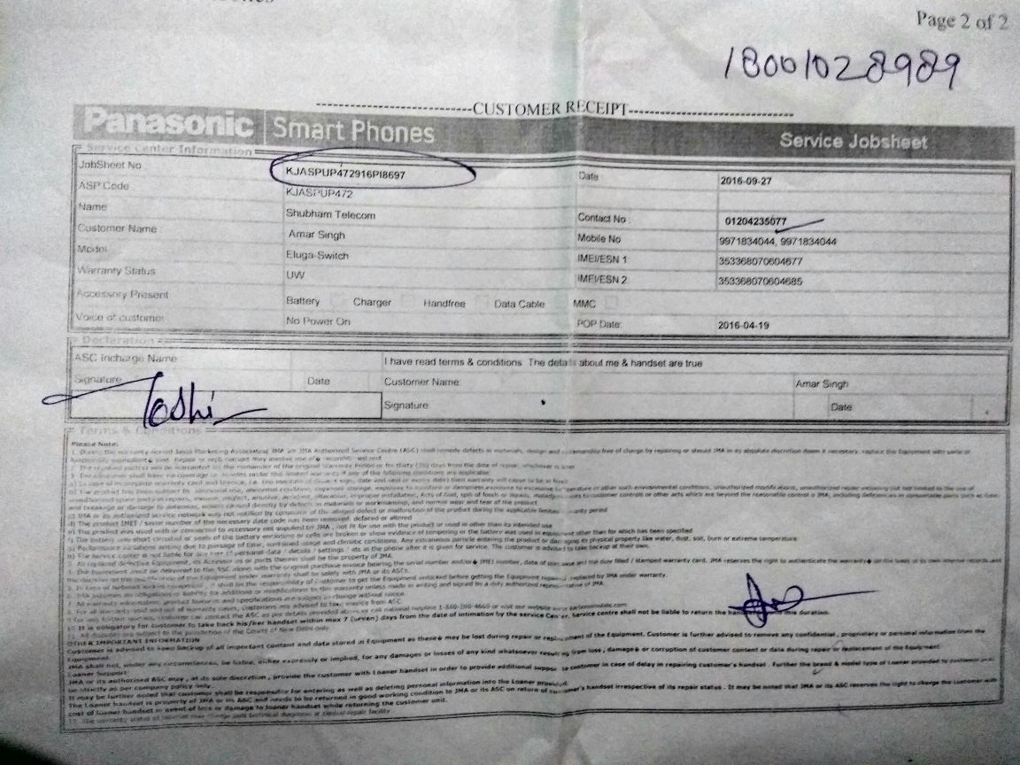 reeteshkv's tweet photo. @panasonic I have submitted our phone 27/9/2016 on service center but till not rcvd. plz call on 9971834044 https://t.co/fzJkYnpzO3