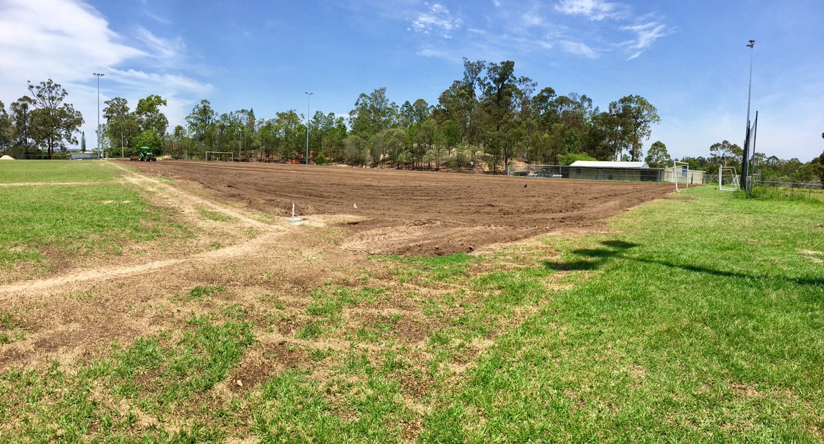 LoganMetroFC's tweet photo. Things just got real. Our full rebuild of field 1 starts today. #StraightOuttaComptonPark 💛🚜 https://t.co/9mychpAvjx