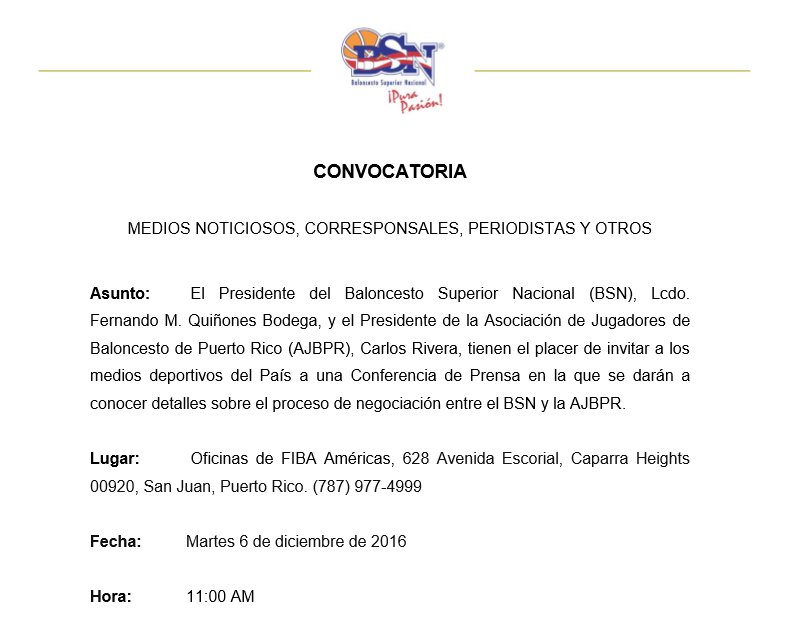 bsnpr's tweet photo. #BSN #AJBPR Conferencia de prensa para este martes, 6 de diciembre. https://t.co/bmZ74MoWMu
