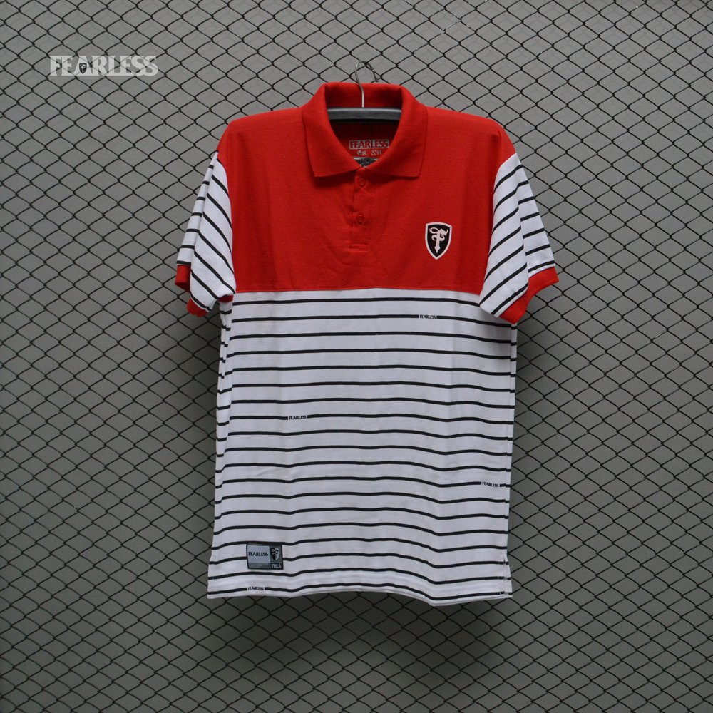 POLO FEARLESS RED STRIPE BLACK | 105K | FOR ORDER : 081252160073 | PIN : F34RLESS