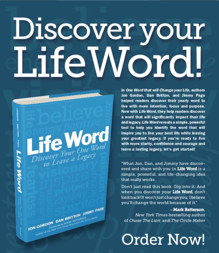 JonGordon11's tweet photo. Excited about our follow up to "One Word". Life Word is all about leaving your greatest legacy. https://t.co/rNdHUmkOyO https://t.co/jyuqMPOdqF