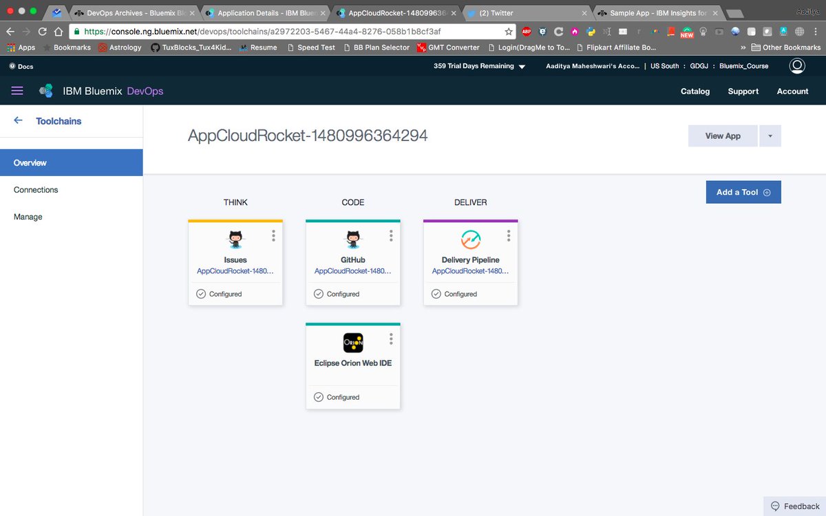 Aaditya025's tweet image. love the way #ToolChainn integrated with @IBMBluemix for #SocialCoding via @github. #HourOfCode #TechnoIndiaNJR