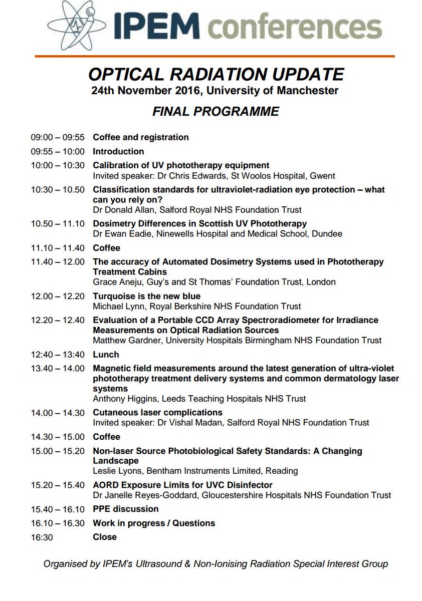 It's going to be a busy day at the Optical Radiation Meeting #IPEMEvents