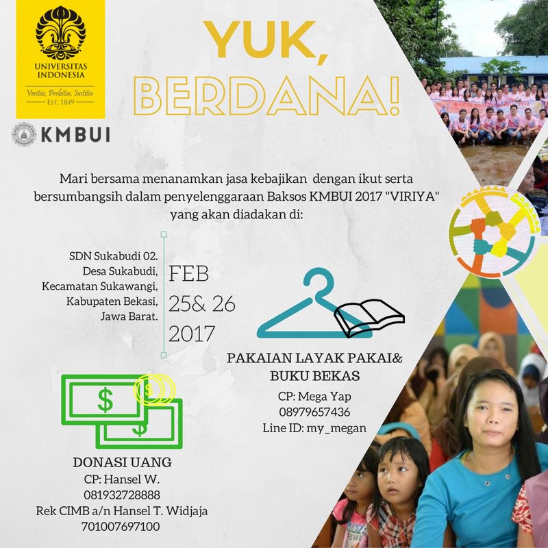 [5]
Anumodana (Hare Krishna)

BAKSOS KMBUI 2017
VIRIYA
Spreading Love Through Service in Healthcare 🏥