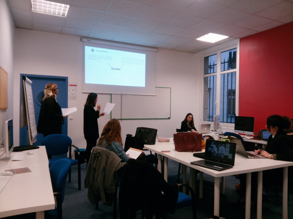 FannyCardinal's tweet photo. On répète pr la #soutenance #MicroAgence : restitution de l'étude sur les déterminants de la qualité à la #chaire @audencia et Groupe #Eram https://t.co/RRdJx2WiIl