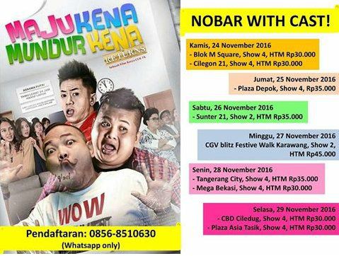 SMASHKRW's tweet photo. Minggu 27 nov. nobar with cast #MajuKenaMundurKenaReturns CGV Blitz karawang more info 👇 https://t.co/jqm9QBbFBg