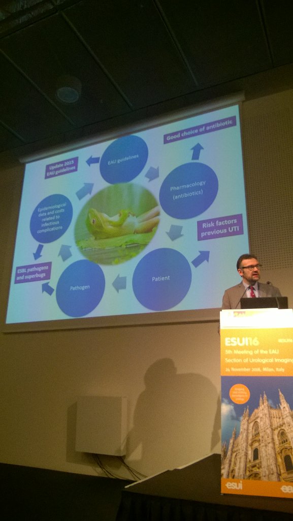 Uroweb's tweet photo. Prof. Cal: "Keep calm & stick to EAU Guidelines" (Lecture on overcome problem of prostate biopsy & sepsis)
#ESUI16 https://t.co/ro7Wt2hxlm