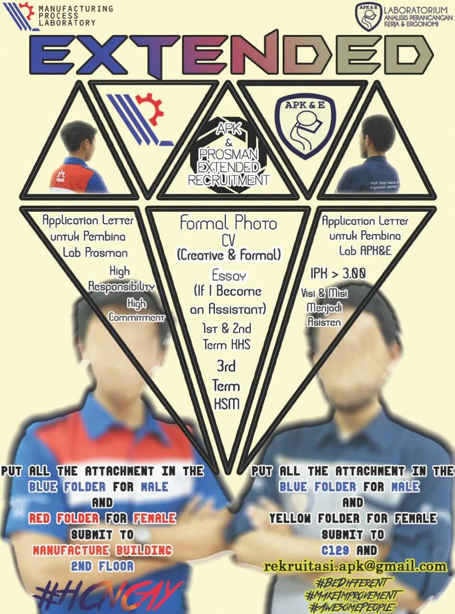 prosmanlab's tweet photo. [EXTENDED RECRUITMENT]
*MANUFACTURING PROCESS LABORATORY*
DARE TO BE PRO?!
Let's be a PRO with us!
#PROSFAMS
#HOWCNCAREYOU
#HCNCAY https://t.co/M88CkuMvQm