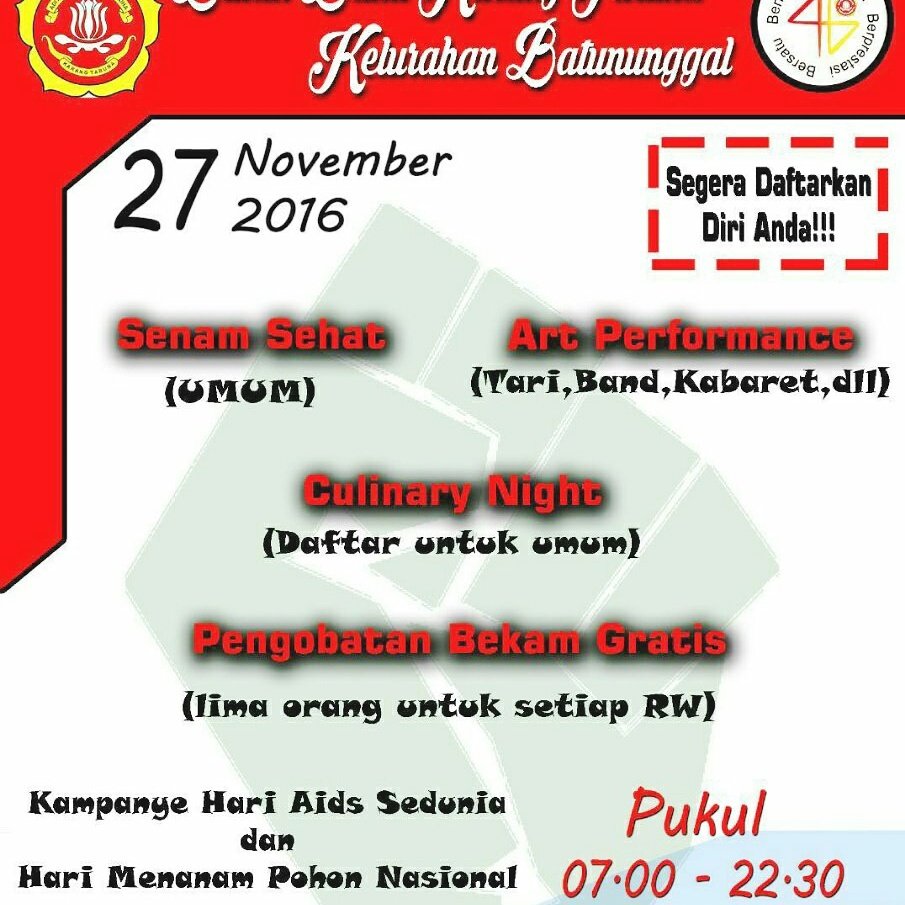 ikut yuk bazar di acara pertandingan "bulan bakti taruna karya batununggal"

Tanggal 27 november 2016, bertempat di