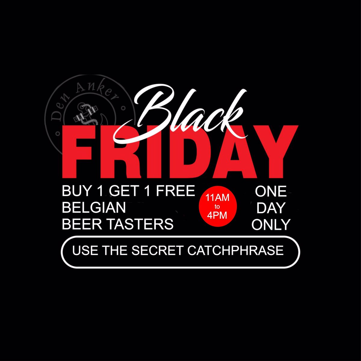 den_anker's tweet photo. Enjoy a buy one get one free #belgianbeer tasters tomorrow only. Use the #password #BlackFriday to claim offer.
#DenAnker https://t.co/aGGWVAN5BV
