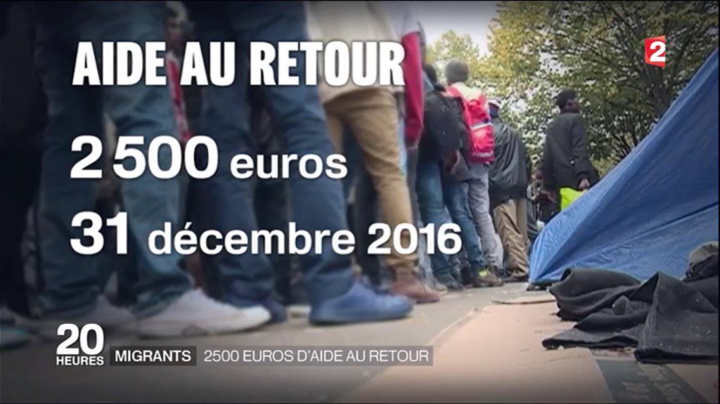 FrVerre's tweet photo. Les #migrants fuyaient la guerre ? Aujourd'hui,on leur propose 2500€ pour rentrer. On nous prend pour des cons https://t.co/Xu67WRQyNX