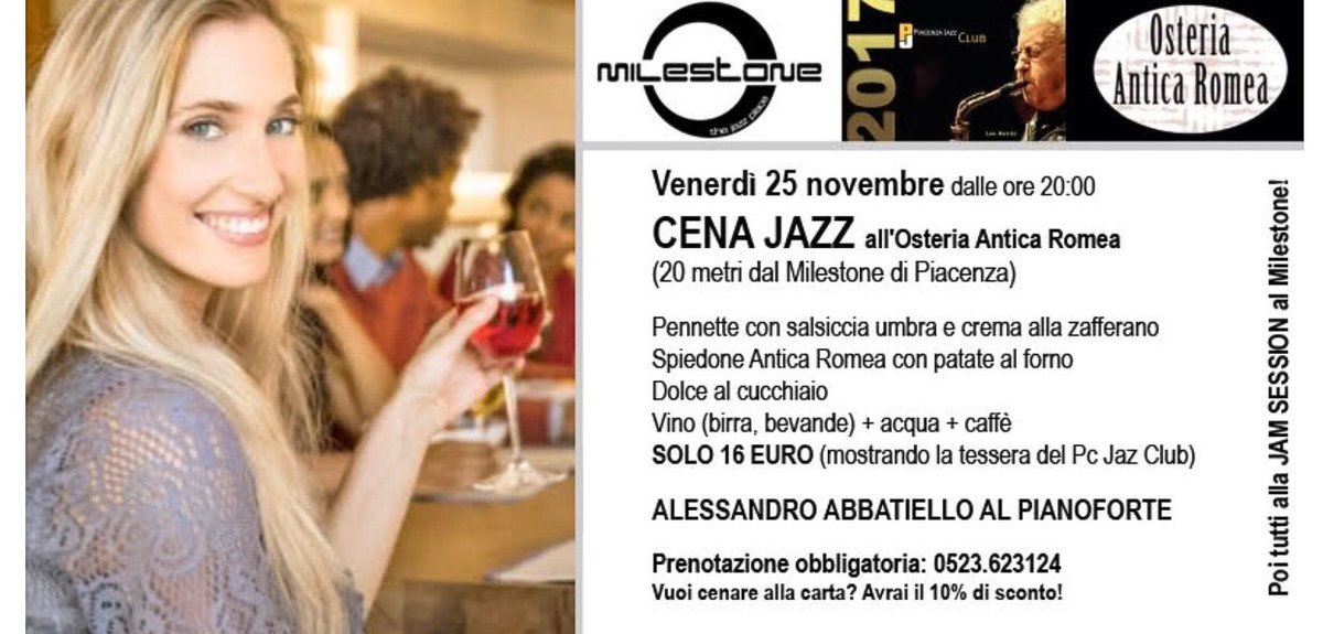 MilestonePc's tweet photo. I venerdí #jam con #cenajazz @pcjazzclub @PiacenzaSera @Bookbankpc @Jazz_Nica @PiacenzaMusicPr @Piacenzaeventi https://t.co/6aABA0VNOm