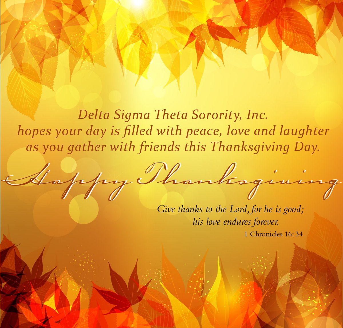 Delta Sigma Theta Sorority, Incorporated wishes you and your loved ones a  Happy Thanksgiving! #DST1913, image size:1200x1146