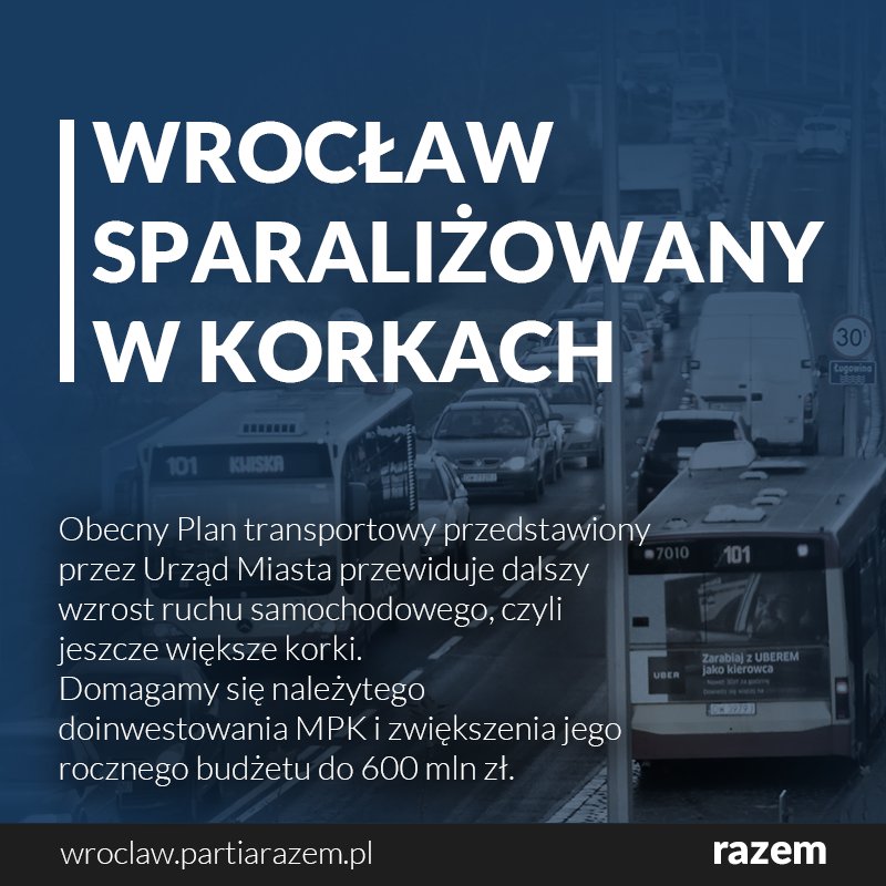 RazemWroclaw's tweet photo. Wrocław jest obecnie najbardziej zakorkowanym miastem spośród największych metropolii w Polsce. https://t.co/JIzxIMlN5p