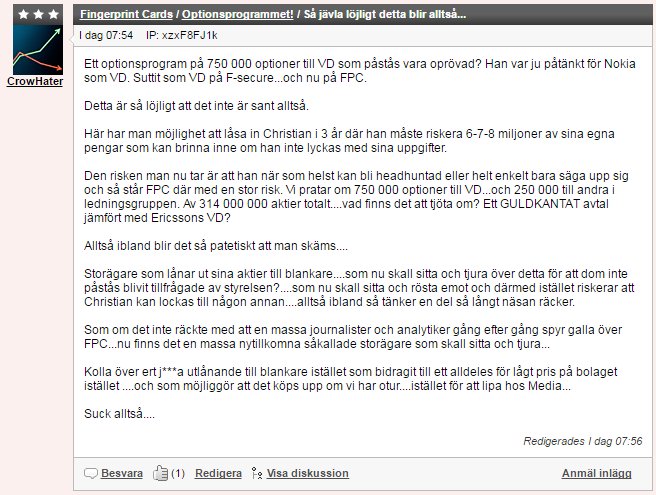CrowHater1's tweet photo. Alltså man blir så förbannad. Storägare som lånar ut aktier till blankare skall nu riskera att Christian när som helst kan dra? PATETISKT https://t.co/eTSM73SSa4