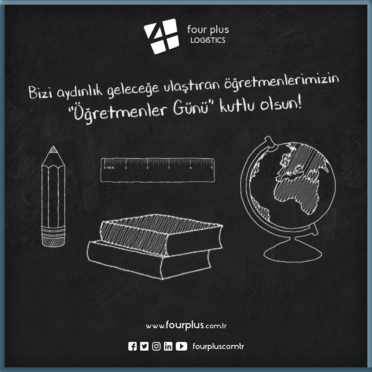 fourpluscomtr's tweet photo. Bizi aydınlık geleceğe ulaştıran öğretmenlerimizin #öğretmenlergünü kutlu olsun
#fourpluslogistics #teachersday #24KasımÖğretmenlerGünü https://t.co/B5FBiP2b5P