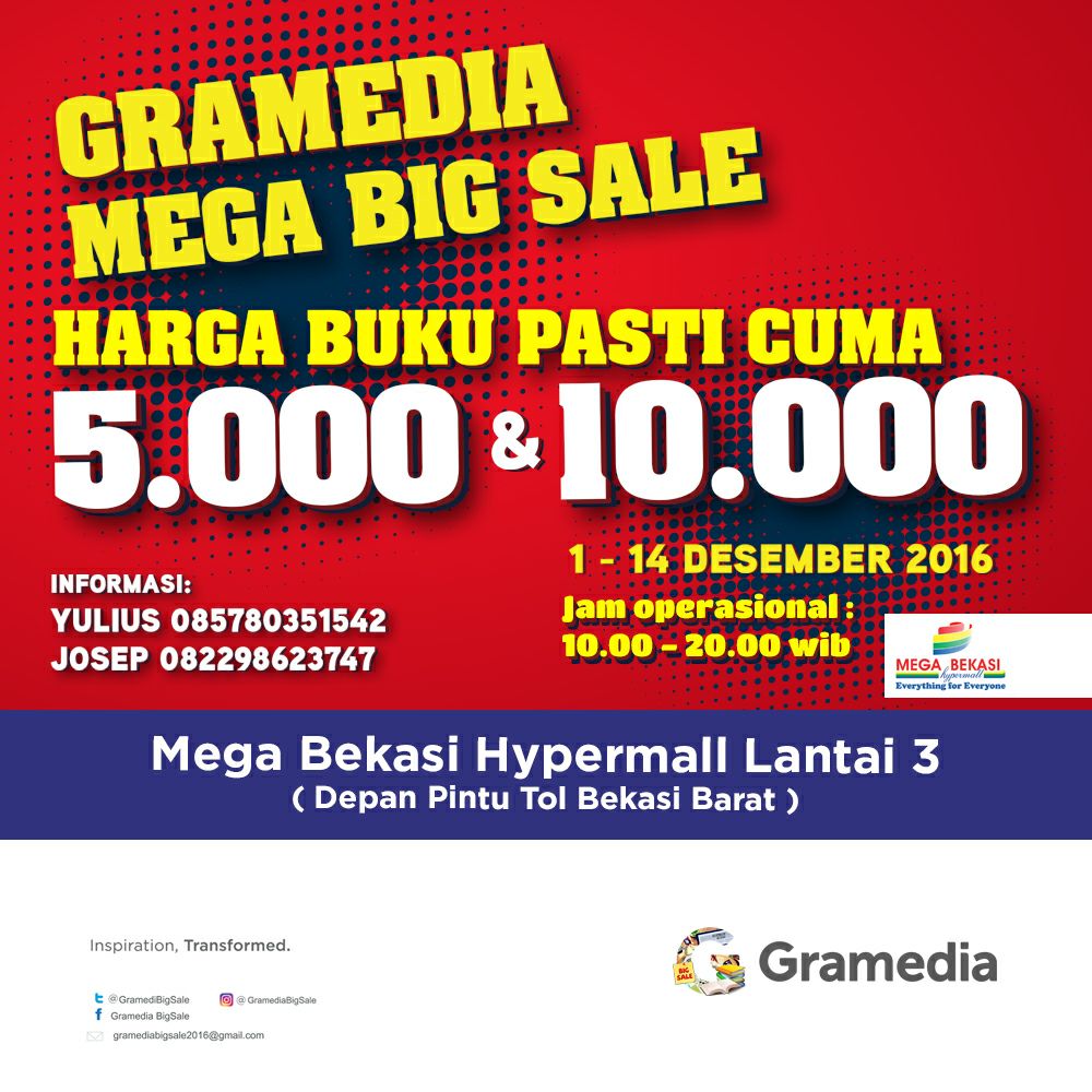 GRAMEDIAMM's tweet photo. Haiii Grameds ..
kunjungi dan hadirilah ...
catat tglnya.borong bukunya 
Harga Hanya Rp 5,000 &amp; Rp10,000 saja .. https://t.co/gPTvPQF084
