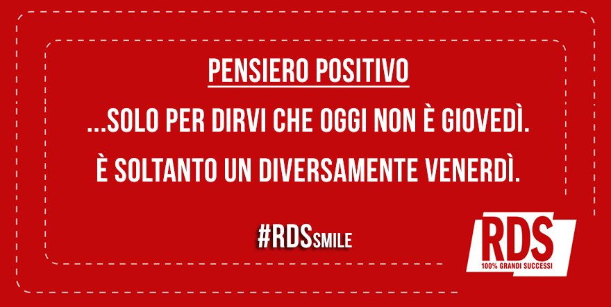 RDS_official's tweet photo. Buon #giovedì a tutti! #RDSstaff https://t.co/TERpPdUubG