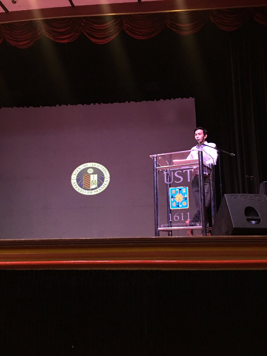 UST_LMSOC's tweet photo. We're down to our last speaker, Excellent Ones! Now presenting for the Ateneo Law School, Mr. Rafael Cruz. #LSF2016 https://t.co/IrE6fQYATC