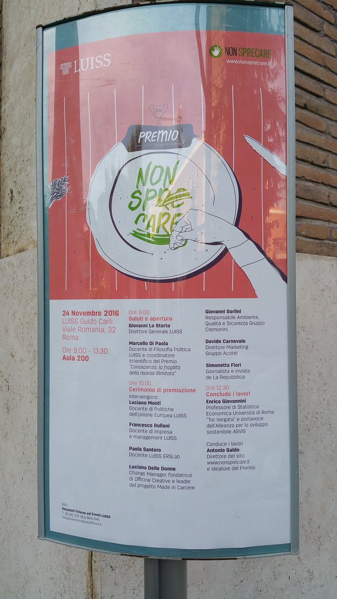 wonderpaolastra's tweet photo. In @UniLUISS a parlare di #Educazione Sostenibile per il premio #NonSprecare https://t.co/drxNLqNWyx